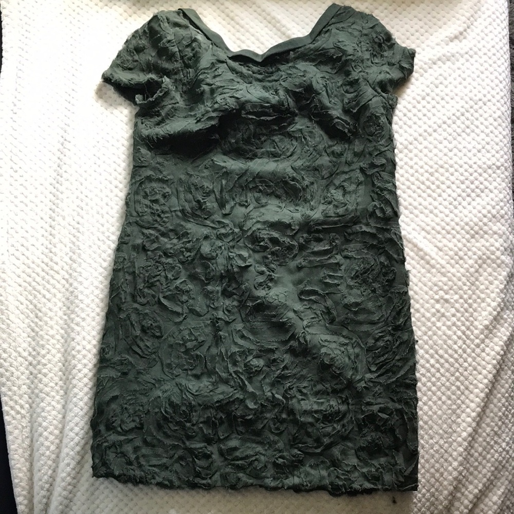 Philosophy di Alberta Ferretti Elegant Green Textured Mini Dress Size USA 10